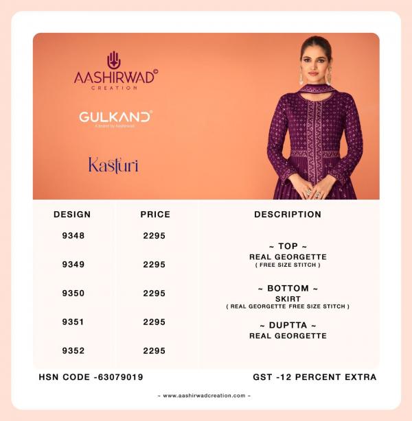 Aashirwad Gulkand Kasturi 9348 Series georgette Designer Salwar Kameez